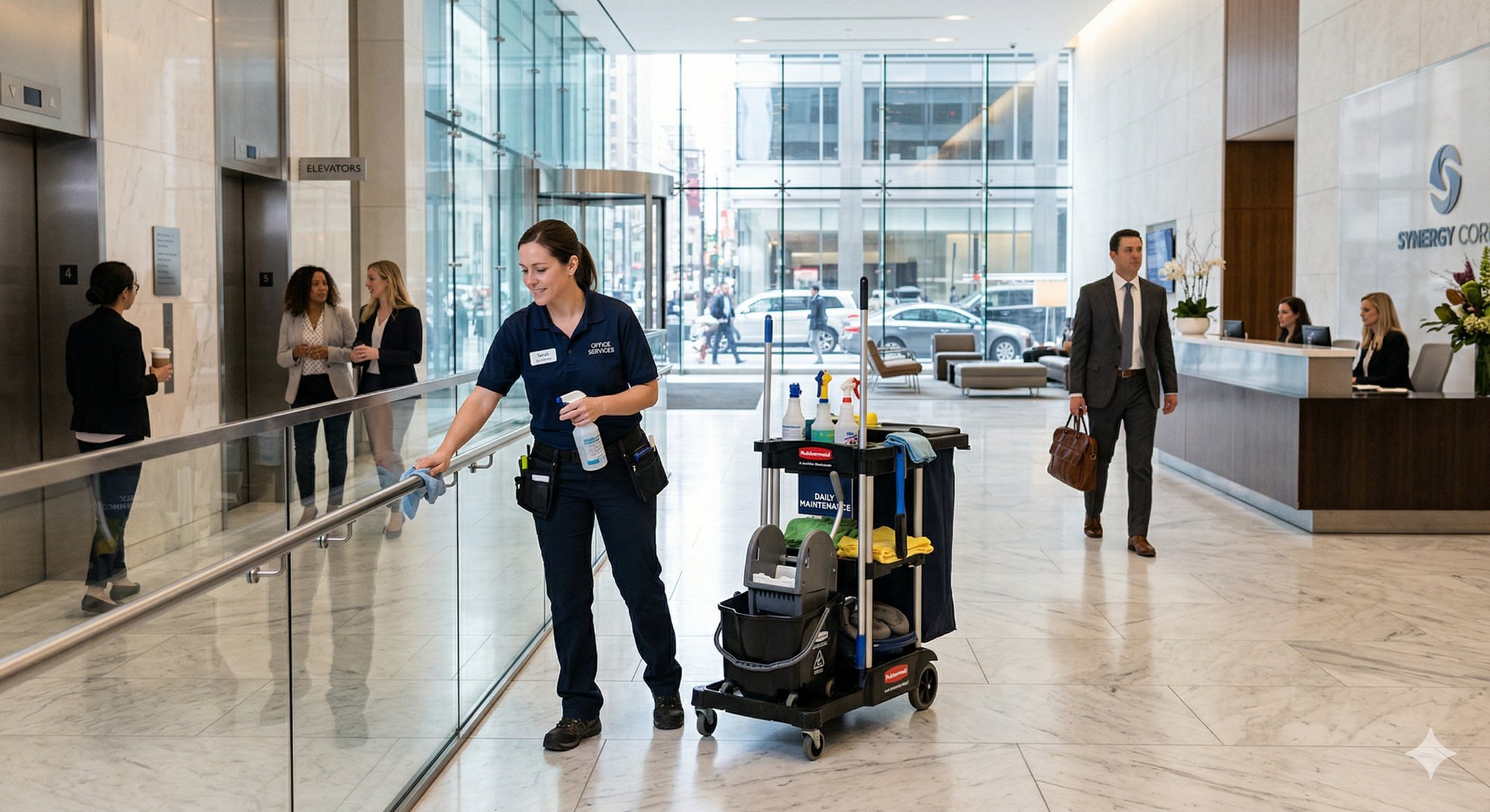Day porter janitorial services for Bay Area office buildings