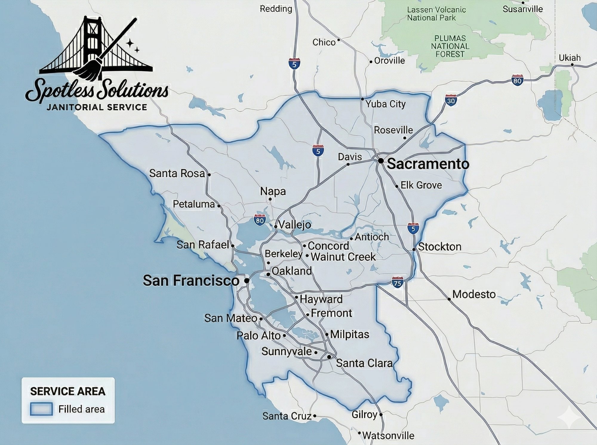 Spotless Solutions Service Area Map